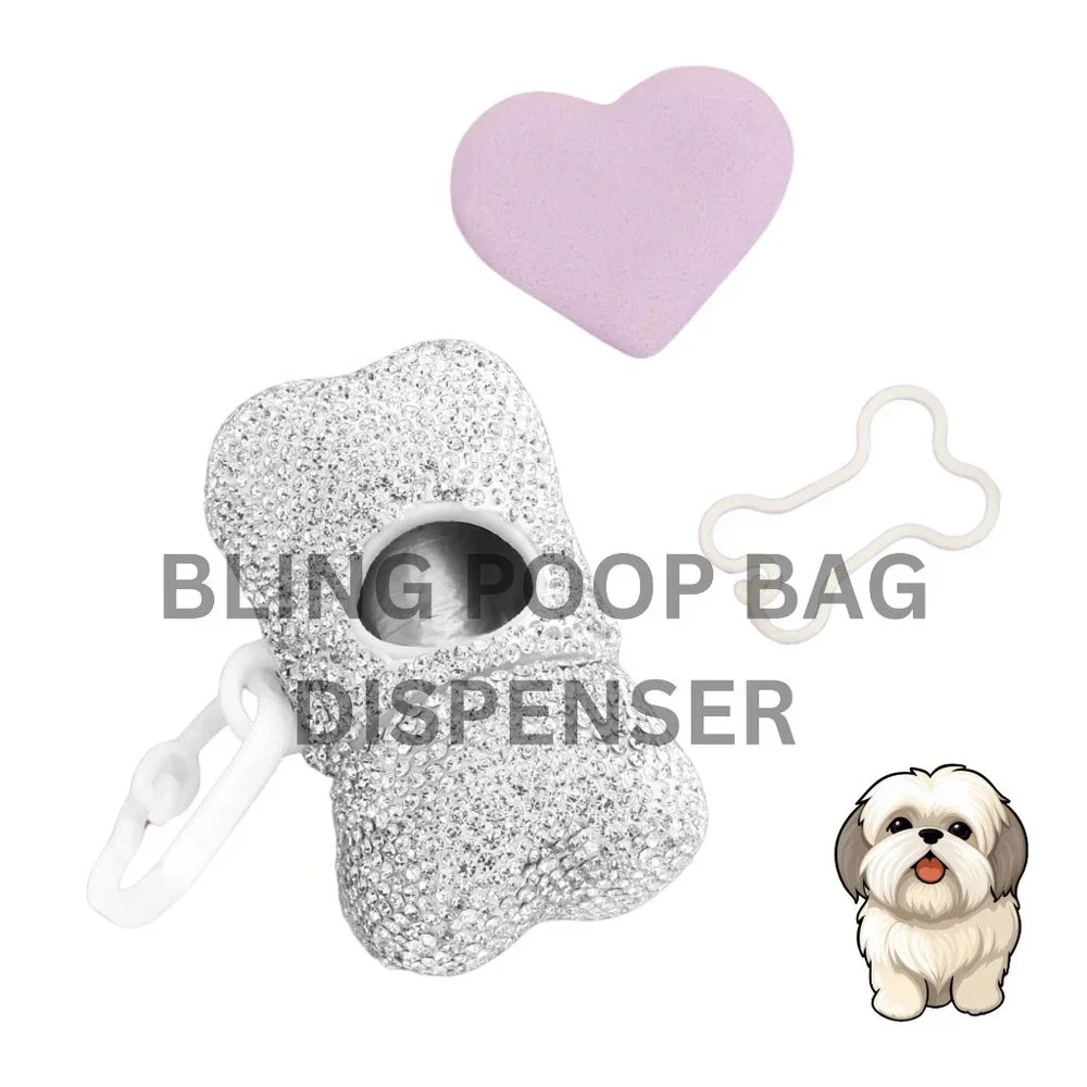 Beautiful Premium Rhinestone Bling Doogie Poop Bag Dispenser, Gift for Dog Lover